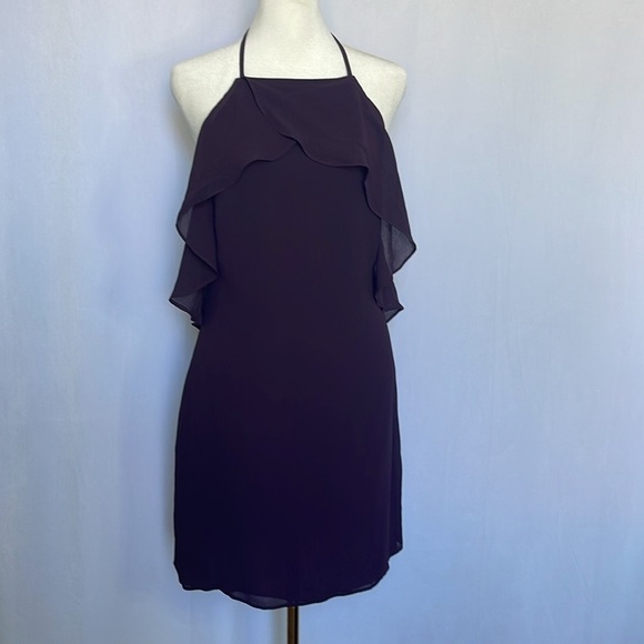 NWT Reformation Lila Mini Dress Size 8 Blackberry Wedding Guest Draped Shoulder - Picture 1 of 11